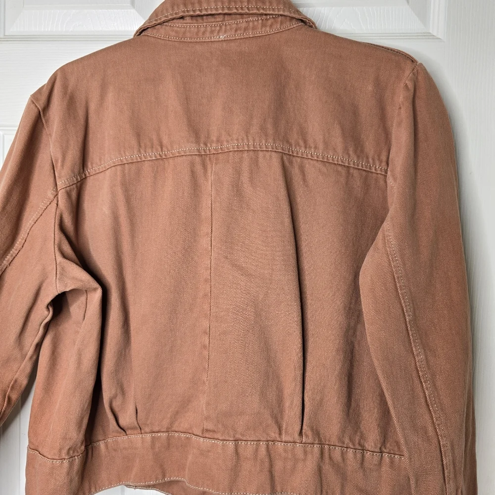 Free People terra cotta Button front shacket womens long sleeve S - Picture 7 of 12